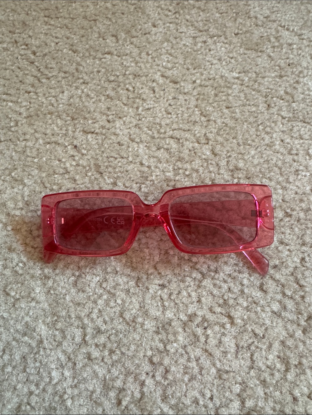 Pink Rectangular Transparent Sunglasses